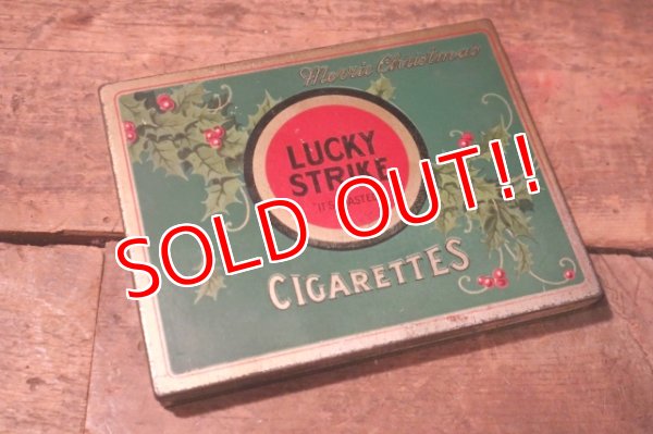 画像1: dp-241106-14 LUCKY STRIKE / 1930's Tin Case "Merry Christmas"