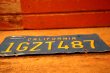 画像5: dp-241106-31 License Plate 1980's CALIFORNIA "1GZT487"