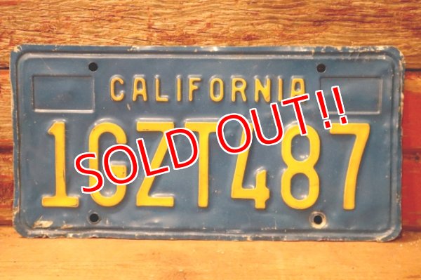 画像1: dp-241106-31 License Plate 1980's CALIFORNIA "1GZT487"