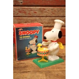 画像: ct-240605-26 Snoopy / AVIVA 1970's Wind-Up Action Toy "Drummer" ※帽子パーツ違い