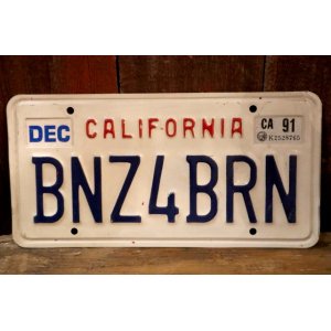 画像: dp-241106-32 License Plate 1990's CALIFORNIA "BZN4BRN"