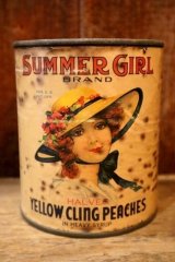 画像: dp-250205-77 THE H.D. LEE COMPANY SUMMER GIRL BRAND YELLOW CLING PEACHES CAN