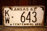 画像: dp-250205-21 License Plate 1961 KANSAS "KW-643"