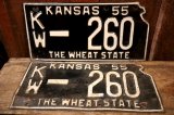 画像: dp-250205-21 License Plate 1955 KANSAS "KW-260" Set