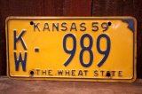 画像: dp-250205-21 License Plate 1959 KANSAS "KW-989"