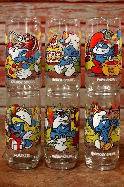gs-191201-01 Smurfs / Hardee's 1983 Promotion Glass Complete Set