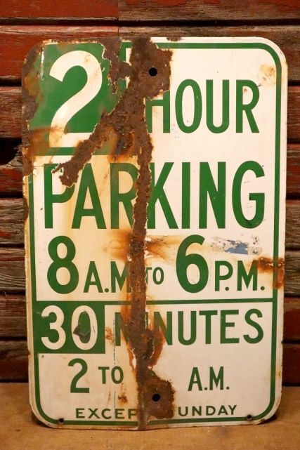 画像1: dp-240508-103 2 HOUR PARKING / Enamel Road Sign