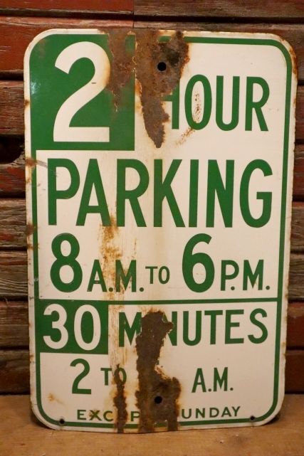 画像1: dp-240508-103 2 HOUR PARKING / Enamel Road Sign