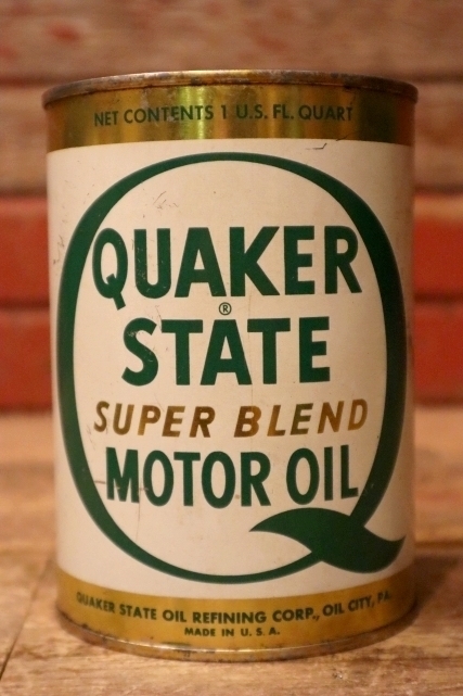 画像1: dp-240207-18 QUAKER STATE / 1970's SUPER BLEND MOTOR OIL One U.S. Quart Can